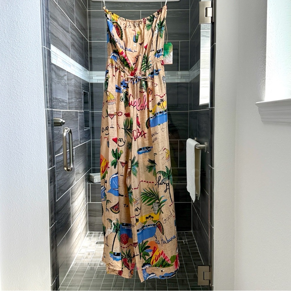 Tropical jumpsuit Swim Coverup by True Destinations NWT